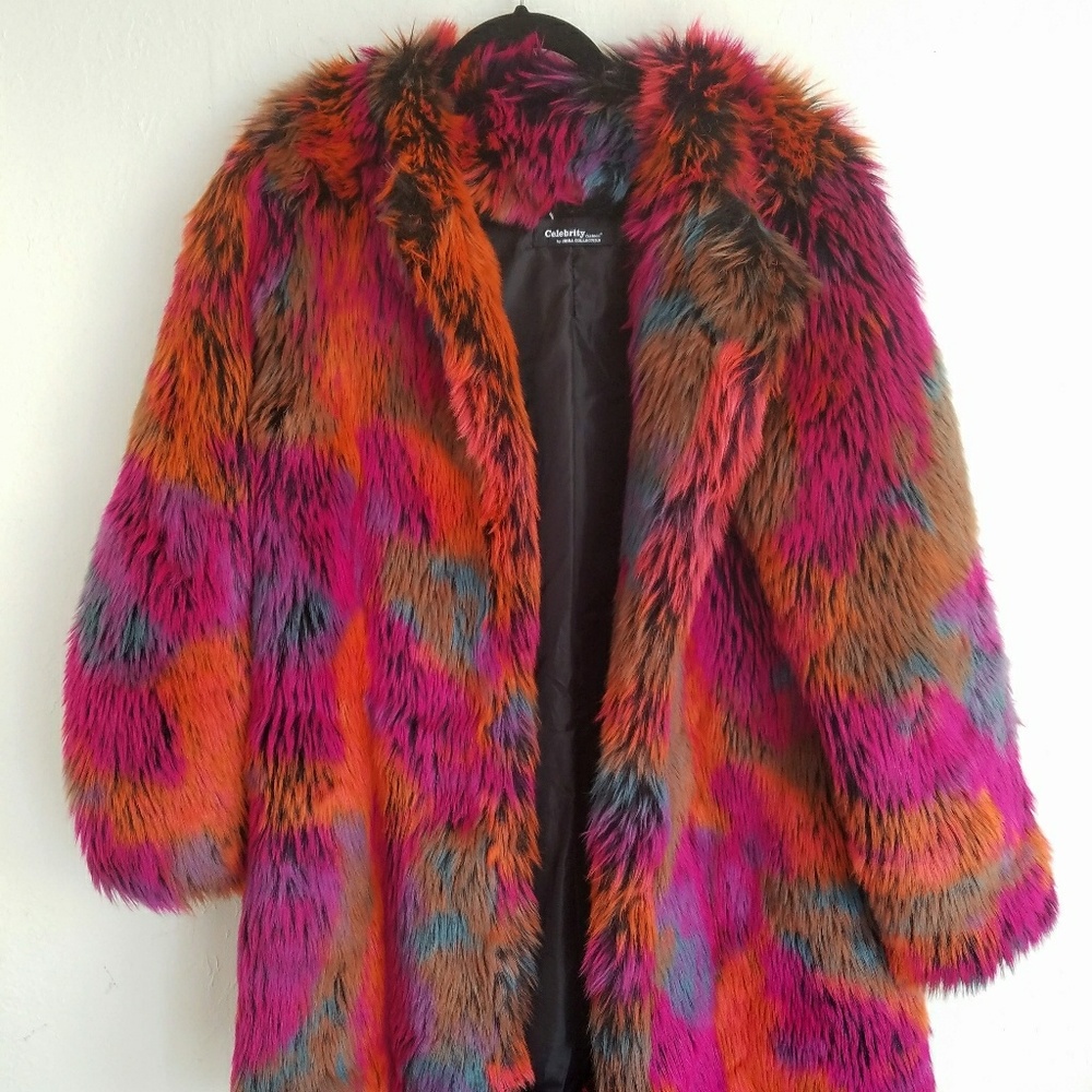 Dollskill Rainbow Faux Fur Coat